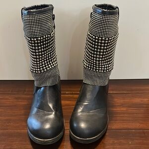 Italina Black Studded Women's Boots. Size 10